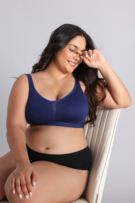 Zivame True Curv Single Layered Non Wired Full Coverage Minimiser Bra - Blue Depth — image 5